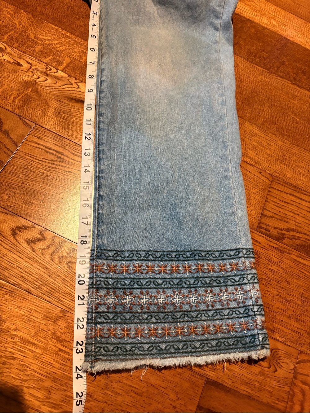 Wide Bottom Capris with Embroidered Hem - Picture 7 of 7